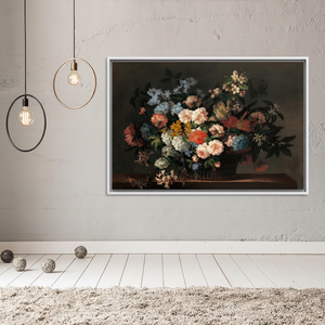 Elegant Floral Glass Print <b>Canvas</b> Artwork - Modern Decor,WHITE <b>FRAMED</b> <b>CANVAS</b> - Product Image 3