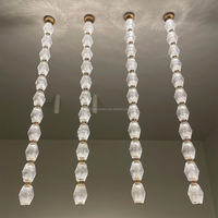 Lustre créatif en perles de verre pour salon, escalier, hôtel, duplex, éclairage longue suspension