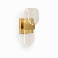 Nouvelle lampe murale moderne semi-circulaire en aluminium et acrylique rayé, avec LED dorées à intensité variable, pour chambre à coucher, chevet et décoration d'hôtel