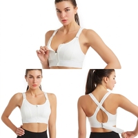 Soutien-gorge de sport à fermeture éclair avant, idéal pour le yoga et l'entraînement en salle de sport, bretelles réglables, bonnet complet, respirant, absorbant la transpiration, du S au 5XL – Vente en gros usine