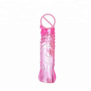 Kristal şeffaf temizle kullanımlık Penis kol genişletici gerçek duygu Penis Dick uzatma kollu prezervatif erkekler için - Product Image 3