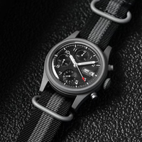 Montre automatique pour homme, chronographe mécanique de qualité supérieure, luminescence au tritium, titane de grade 2, design pilote à trois cadrans