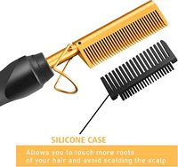 Peigne chauffant électrique pour lisser les cheveux, idéal pour les perruques Lace Front et le coiffage, noir