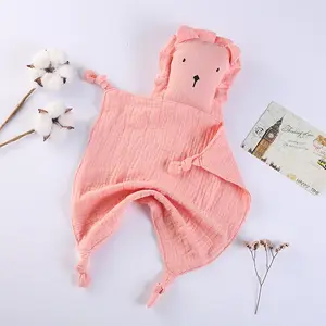 Manta de muselina de algodón orgánico para bebé, edredón de juguete de seguridad para bebé con forma de Animal, León, 100%