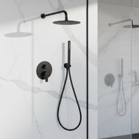 Pommeau de douche rond en laiton pour salle de bain, robinet de douche rotatif chromé dissimulé