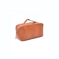 Sac main maquillage de soins de la peau cosmétique de voyage cuir PU imperméable portable haut gamme trousse toilette avec logo