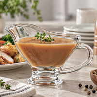En gros, Saucière en verre 10oz avec poignée, à pied épais, transparente, pour sauce, gravy et vinaigrette, vaisselle, OEM