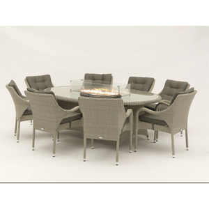 High Quality 8 <strong>Seat</strong> Modern Wicker Outdoor Dining Set with <strong>Firepit</strong> Table - Product Image 5