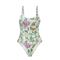 Maillot de bain une pièce rétro imprimé papillon et floral, grande taille, pour filles, col en U, coupe haute, écologique, séchage rapide, amovible