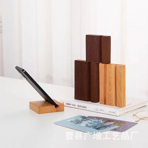 Solid Wood Phone <b>Stand</b> Tablet Holder Beechwood Black Walnut Office Desktop Base Portable Wooden Square Design - Product Image 3