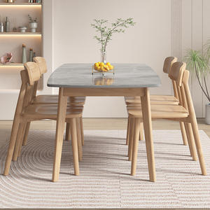 Nordic Luxe Moderne Rechthoek Marmer Massief Houten Eettafel Stoel <span class=keywords><strong>Set</strong></span> 4 6 Persoons Japanse Meubels Minimalistische Ontwerpen - Product Image 5
