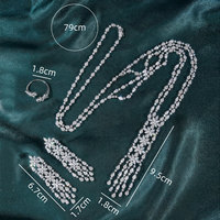 Magnifique ensemble de bijoux pour femmes longue mode chandail chaîne collier anneau boucles d'oreilles-pour fête Banquet cadeaux de mariage pierres de Zircon