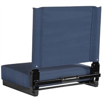 Chaise de plage portable moderne de style stade, bleu marine, en métal, avec dossier et coussin, pliable, pour le camping et l'extérieur