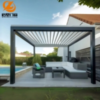 Pergola à lames orientables en aluminium robuste, imperméable, résistante au vent et au soleil, pour piscine et terrasse