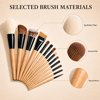 Großhandel 14-teiliges Ziegen- und Pferdehaar Make-up Pinsel Set mit Synthetikfasern Ultra Weiche Holzgriffe Gesichts- und Augenpinsel mit Eigenem Logo