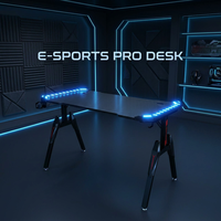 Bureau de jeu ergonomique moderne pour cybercafé, hôtel e-sport, avec effets RGB multiples, panneau de classe E0, vente en gros usine