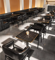 Meubles de salon modernes pour hôtel, restaurant, bar, discothèque, canapé, chaise de pub, table, comptoir, ensemble en forme de U ou de L, en cuir PU et métal