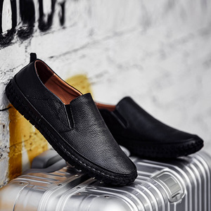 Mocassins en cuir véritable jaune, bout rond, à enfiler, semelle extérieure en caoutchouc respirant, semelle intermédiaire en EVA, chaussures décontractées toutes saisons - Product Image 2
