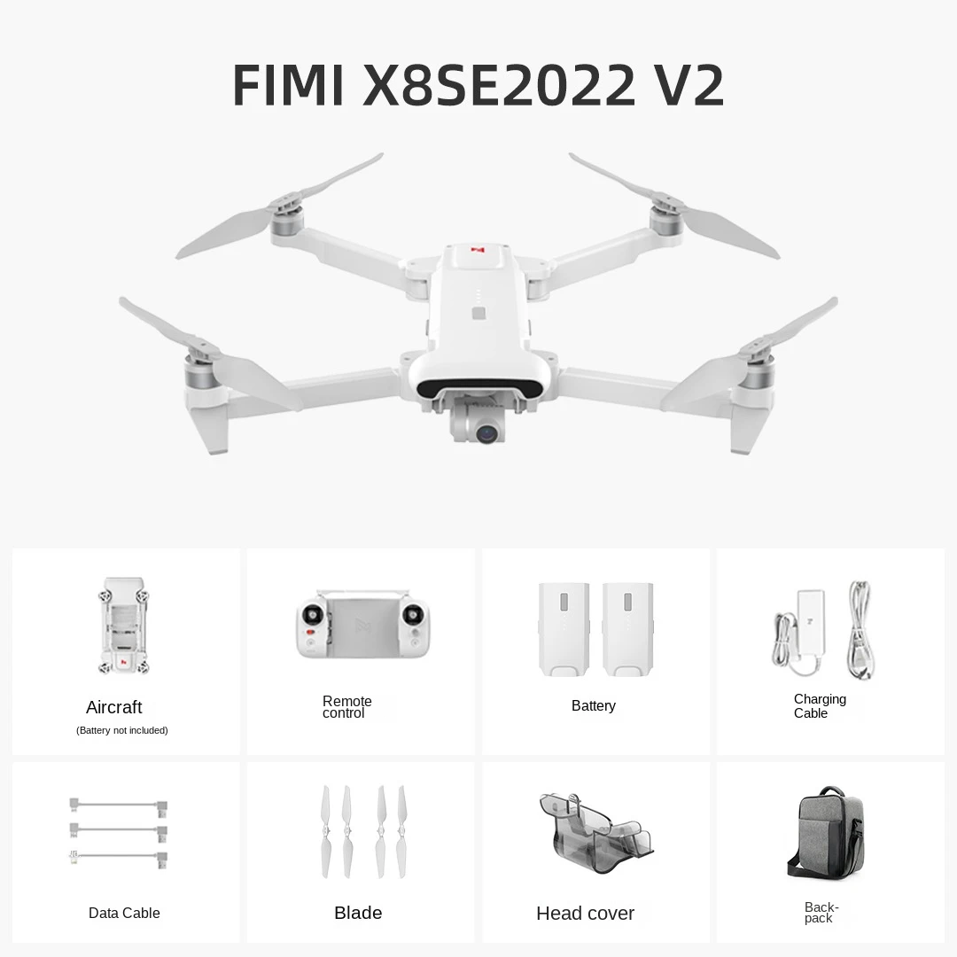 Aerial Camera, Intelligent Drone, Aircraft Latest Upgrade FIMIX8SE2022V2 10KM Flight and Image Transmission Distance, 48MP Pixel