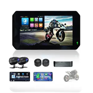 SUNWAYI портативный мотоцикл TPMS давление в шинах DVR Двойная камера 1080P сенсорный экран BT мотоцикл GPS беспроводной Carplay Android