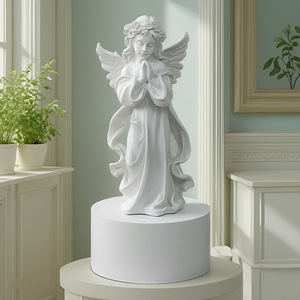 Escultura de Ángel de Artes Místicas, Blanca, 18 Pulgadas, en Pose de Oración, Decoración para el Hogar, Decoración para Sala de Estar - Product Image 1