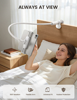 Support de tablette Lamicall STGT03 à bras flexible conique unique, entièrement réglable pour la lecture au lit, compatible avec les appareils de 4,7 à 13 pouces