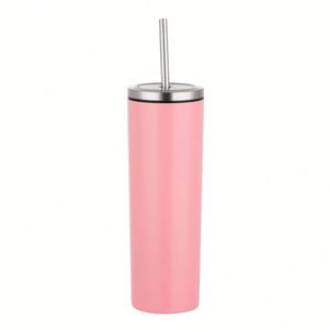 Gobelet droit en acier inoxydable de 20 oz avec couvercle à paille vissable - Product Image 6