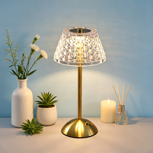 Modern Brass Table Lamp With Acrylic Bell Shade <b>Touch</b> Control LED Warm White <b>Light</b> CRI 90 For Bedroom Decorative - Product Image 4