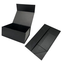 Boîte d'emballage magnétique cadeau en papier d'emballage de produit en carton pliable noir de luxe avec logo personnalisé