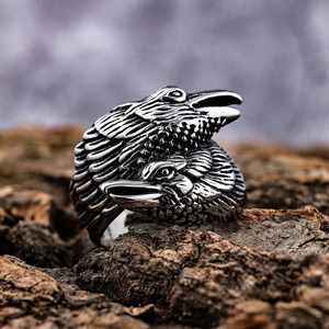 Anillos de Moda de Joyería Fina con Diseño de Cabeza de Águila Doble de la <span class=keywords><strong>Serie</strong></span> Animal, Material Envolvente, para Hombre y Mujer - Product Image 2