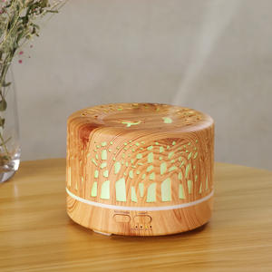 Diffuseur d'arômes à effet bois 700 ml, humidificateur ultrasonique avec motif d'oiseaux de la forêt, pour usage domestique - Product Image 3