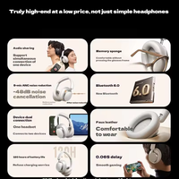 Casque sans fil Bluetooth UGREEN HiTue Max6 Studio Pro 48dB ANC pour jeux MAX5C HP206, casque musical léger personnalisé