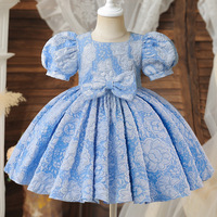 Robe de princesse vintage pour fille, avec broderie florale et nœud, robe tutu pour fille, robe de mariage pour enfant