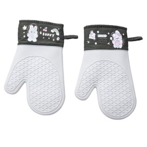 Gants de cuisine en silicone résistants à la chaleur, longs, avec doublure en coton, imperméables, pour la cuisson, la pâtisserie et la grillade - Product Image 4