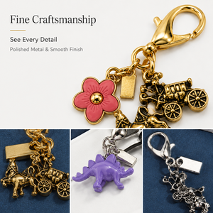 Porte-clés et breloque <span class=keywords><strong>de</strong></span> sac en alliage, motif dinosaure, fleur, poney, <span class=keywords><strong>animal</strong></span> mignon électroplaqué, pendentif camélia, accessoire pour sac à main, sac, clé <span class=keywords><strong>de</strong></span> voiture, cadeau - Product Image 5