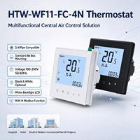 Thermostat intelligent Hotowell Modbus pour ventilo-convecteur 100-250V, 4 tuyaux, pour systèmes CVC, économie d'énergie, régulateur de température ambiante