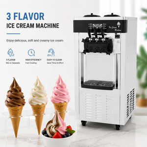 เครื่องทำไอศกรีมซอฟต์เสิร์ฟ 3 รสชาติ ราคาโรงงาน สำหรับร้านอาหาร คาเฟ่ ธุรกิจขนมหวาน รุ่น YKF-8218 วัสดุตัวเครื่อง - Product Image 2