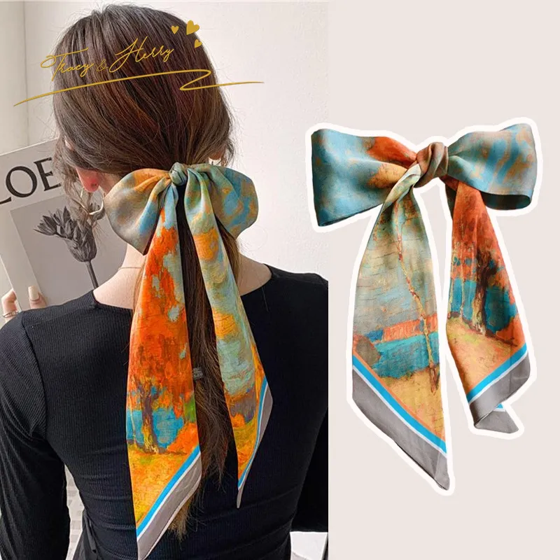 Tracy & Herry cảm giác cao sơn dầu bện tóc Ribbon bện đuôi ngựa dài Ribbon Bow vành đai khăn mùa thu khăn Headband