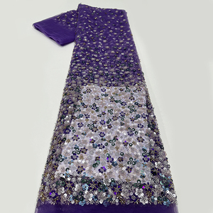 <strong>Cheap</strong> China Wholesale Nice Price Luxury African Multicolor Crystal Sequin Beaded Flower Guipure Embroidery <strong>Lace</strong> <strong>Fabric</strong> - Product Image 4