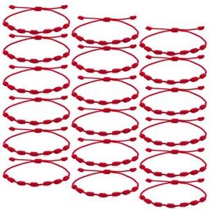 الأكثر مبيعًا بالجملة سوار بحبل أحمر 7 عقدة محظوظ بخيط أحمر بسيط مصنوع يدويًا قابل للتعديل للأزواج أساور خيطية أنيقة - Product Image 4