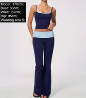 Ensembles d'entraînement deux pièces personnalisables avec logo pour femmes : débardeur dos nageur doux et pantalon de yoga taille haute à jambes larges assorti – Tenues de Pilates
