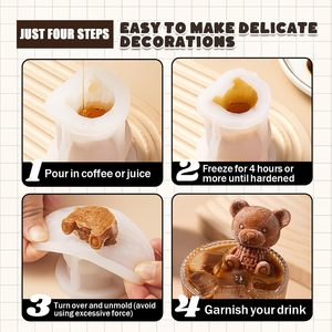 แม่พิมพ์ซิลิโคนรูปหมี 3 มิติ สำหรับร้านกาแฟและครัว ทำช็อกโกแลต ลูกอม ไอศกรีม และของหวาน DIY - Product Image 3