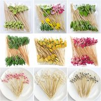 Lot de 100 piques à fruits en bambou, pics à cocktail faits à la main, cure-dents à fruits, brochettes en bambou de 4,7 pouces