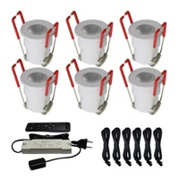 Lot de 6 mini-spots LED encastrables DC12V avec transformateur pour chambre, cuisine, escalier, armoire