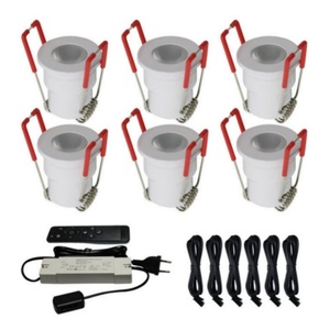 Lot de 6 <span class=keywords><strong>mini</strong></span>-spots <span class=keywords><strong>LED</strong></span> encastrables DC12V avec transformateur pour chambre, cuisine, <span class=keywords><strong>escalier</strong></span>, armoire - Product Image 1
