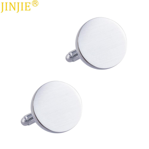 JINJIEプロモーションカフスボタンシルバーメッキポリッシュブランク男性用ウェディング真鍮銅鉄アクセサリー - Product Image 4