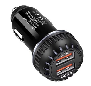 Chargeur de <span class=keywords><strong>voiture</strong></span> <span class=keywords><strong>lumineux</strong></span> à double port, chargeur de <span class=keywords><strong>voiture</strong></span> en alliage à charge rapide, 2 USB PD 12W, double port QC 3.0, chargeur USB de <span class=keywords><strong>voiture</strong></span> rapide à LED - Product Image 2