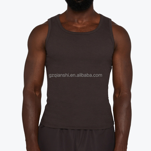 Débardeur de compression côtelé pour homme en coton épais, sans manches, pour la gym, le fitness et la course - Product Image 1
