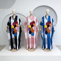 Nouvelle Robe Musulmane Ample Grande Taille en Gros, Col en V, Manches Courtes, Décontractée, Couleurs Assorties