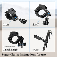 Support de fixation pour guidon en alliage d'aluminium à rotation 360° avec double rotule et adaptateur à dégagement rapide pour appareil photo et téléphone